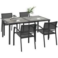 Outsunny 5 Pieces Space-Saving Patio Dining Set with 4 Stackable Chairs Grey