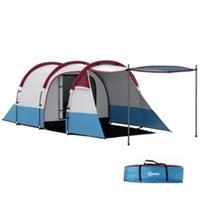 Outsunny 2 Man Camping Tunnel Tent with Bedroom and Living Room, Red