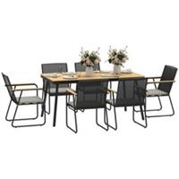 Outsunny 6 Seater Garden Dining Set with Cushions Rattan Backrest, Natural