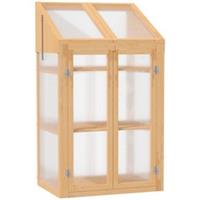 Outsunny Wooden Greenhouse Cold Frame Grow House w/ Double Door for Flower Brown