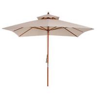 Outsunny 3m 2-tier Patio Parasol Garden Sun Umbrella Sunshade Bamboo w/ Pulley