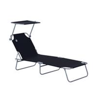 Outsunny Folding Chair Sun Lounger w/ Canopy Sunshade Garden Recliner Hammock