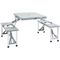 Outsunny Picnic Table Chair Set 4 Seat Aluminium PP W/ 2.7cm Umbrella Hole