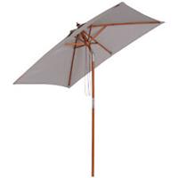 Outsunny Wooden Patio Umbrella Market Parasol Outdoor Sunshade 6 Ribs Grey