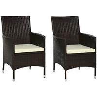 Outsunny 2 Pieces Outdoor Rattan Armchair Garden Dining Chair Set Coffee