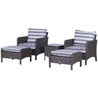 Outsunny 5 Pieces Outdoor Patio Furniture Set Wicker Conversation Set Deep Grey