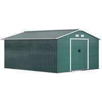 Outsunny 13 x 11ft Garden Shed Storage with Foundation Kit 4 Vents Sloping Roof