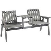 Outsunny 2-Seater Wooden Garden Bench with Armrest, Grey