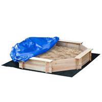 Outsunny Kids Wooden Sand Pit Children Sandbox with Cover Outdoor Playset
