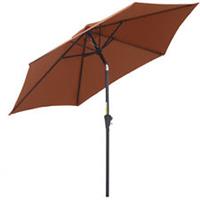 Outsunny 2.6M Patio Umbrella Parasol Sun Shade Garden Aluminium Coffee