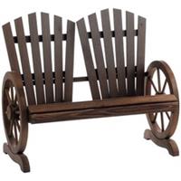 Outsunny 2 Seater Garden Bench w/ Wheel-Shaped Armrests Carbonized Colour