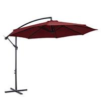 Outsunny 3(m) Garden Banana Parasol Cantilever Umbrella w/Crank& Base, Wine Red