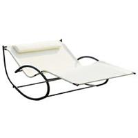 Outsunny Hammock Chair Sun Bed Rock Seat w/ Metal Texteline W/ Pillow Cream