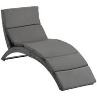 Outsunny Garden Rattan Sun Lounger Foldable Patio Chaise Chair Grey