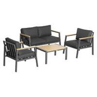 Outsunny 4 Piece Outdoor Conversation Furniture Set with Coffee Table & Cushions