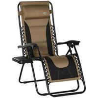 Outsunny Zero Gravity Lounger Folding Recliner Chair w/ Cup Holder Coffee