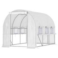 Outsunny 3 x 2 x 2m Polytunnel Green House w/ UV-resistant PE Cover, White