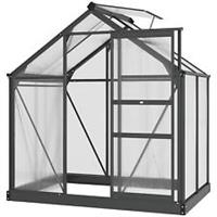 Outsunny 6x4ft Walk-In Polycarbonate Greenhouse Plant Grow Galvanized Aluminium