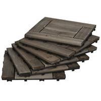 Outsunny 27 Pcs Wooden Interlocking Decking Tiles, 30 x 30 cm per piece, Grey