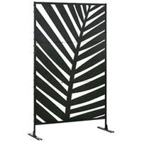 Outsunny 6.5FT Metal Outdoor Privacy Screen Panel with Stand, Banana Leaf Style