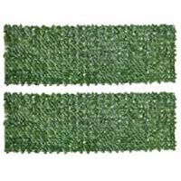 Outsunny 2 PCs Artificial Leaf Hedge Panel Garden Fence Privacy Screen 1m x 3m