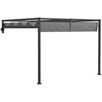 Outsunny 2 x 3(m) Wall Mounted Pergola with Retractable Roof, Dark Grey