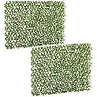 Outsunny 2 Pieces Decorative Trellis with Artificial Leaves, 2m x 1m, Eucalyptus