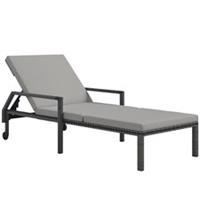 Outsunny Rattan Wicker Chaise Sun Lounger Garden w/ Adjustable Backrest & Wheels