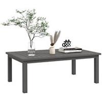 Outsunny Aluminium Outdoor Coffee Table Patio Table with Slat Top, Brown