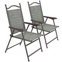 Outsunny Folding Chairs Set, Breathable Mesh Fabric Seat, Dark Grey