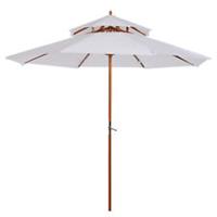 Outsunny Garden Wood Patio Parasol Sun Shade Outdoor Umbrella Canopy White