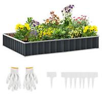 Outsunny Metal Raised Garden Bed No Bottom DIY Large Planter Box w/ Gloves