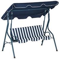 Outsunny 3-person Garden Swing Chair w/ Adjustable Canopy, Blue Stripes