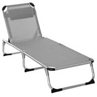 Outsunny Folding Outdoor Reclining Sun Lounger Chair Aluminium Frame Light Grey