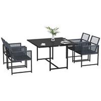 Outsunny 5 Pieces Patio Dining Set with Foldable Back, Dark Grey