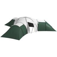 Outsunny Large Tunnel Tent with 3 Bedroom, Living Area and Porch, Green