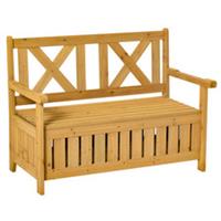Outsunny Wood Storage Garden Bench for Patio Outdoor Seating, Yellow