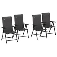 Outsunny Set of 4 Outdoor Rattan Folding Chair w/ Adjustable Backrest Grey