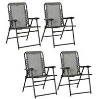 Outsunny 4Pcs Outdoor Patio Folding Chairs, Portable Garden Loungers Grey