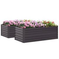Outsunny 2pcs Galvanised Steel Outdoor Raised Bed w/ Reinforced Rods, Dark Grey