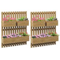 Outsunny 2pcs Wooden Garden Planters with Trellis Wall-mounted Raised Garden Bed
