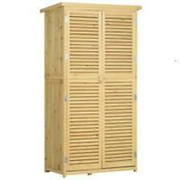 Outsunny 87 x 47 x 160cm Wooden Garden Storage Shed w/ Asphalt Roof, Natural
