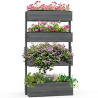 Outsunny Raised Garden Bed Wooden Plant Stand Grey