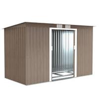 Outsunny 9 x 4FT Metal Garden Storage Shed w/ 2 Door, Light Grey Wood Grain