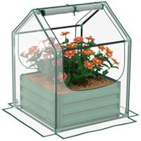 Outsunny Raised Garden Bed Planter Box with Greenhouse, Clear and Green