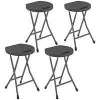 Outsunny Folding Stool Set of 4, Decorative Garden Stool Set, Charcoal Grey