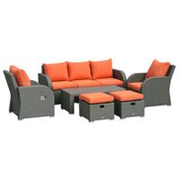 Outsunny Rattan Garden Furniture Set with Recliners, Footstools, Orange