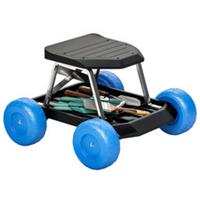 Outsunny Garden Cart with Wheels, Tool Tray for Weeding, Planting, Blue