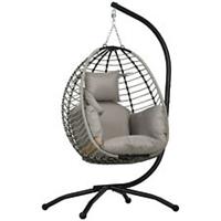 Outsunny Hanging Swing Chair w/ Thick Cushion, Hanging Chair, Grey