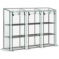 Outsunny 3 Tier Lean-to Mini Greenhouse 46 x 215 cm with Plastic Cover Clear